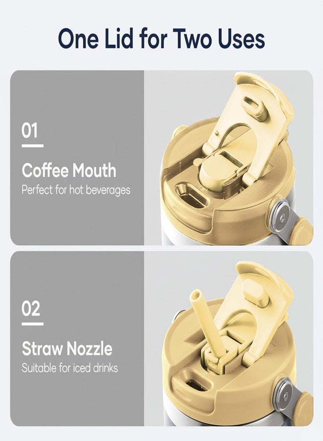 موكا كوب موكا ميوز كوليكشن معزول من الفولاذ المقاوم للصدأ سعة 40 أونصة مع مقبض | كوب سفر بجدار مزدوج معزول بتفريغ الهواء للمشروبات الساخنة والباردة | كوب قابل لإعادة الاستخدام مانع للتسرب (فيينا) - Image 2